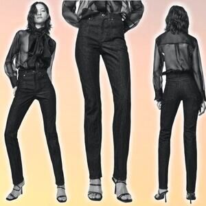 NWT ZARA The Panelled Slim High Rise Jean Sz 0 Black